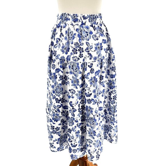 Red Haute, Blue & White Floral Midi Skirt S - Picture 1 of 9